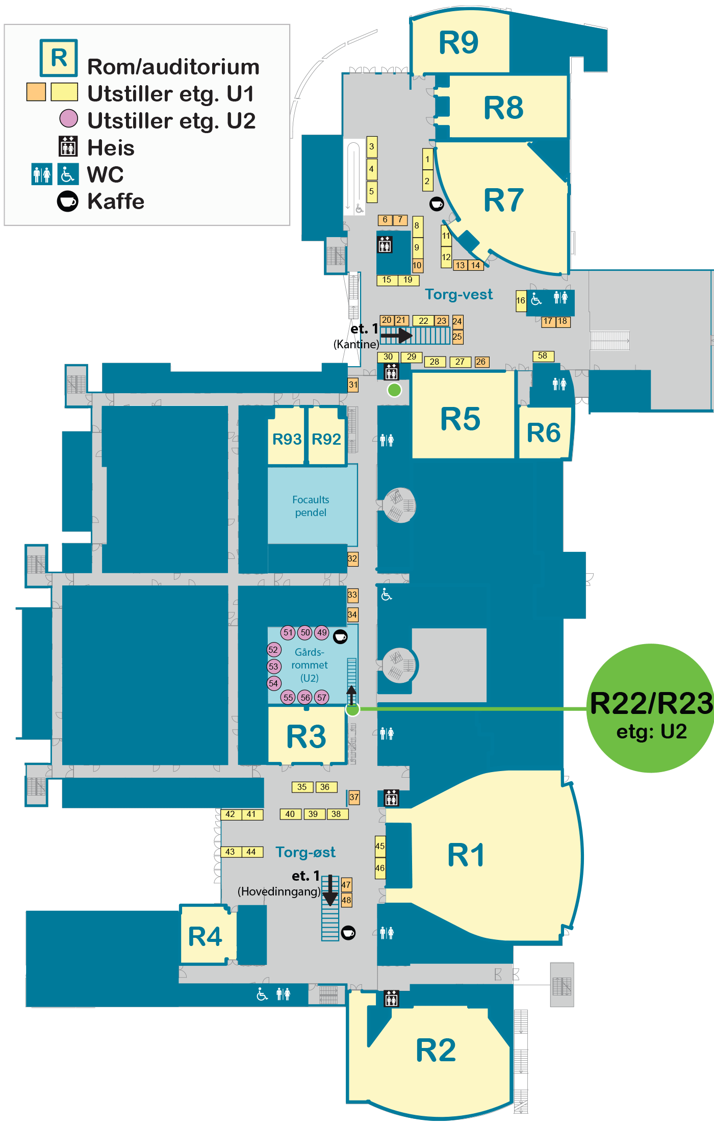 Romplan Realfagbygget etasje U1
