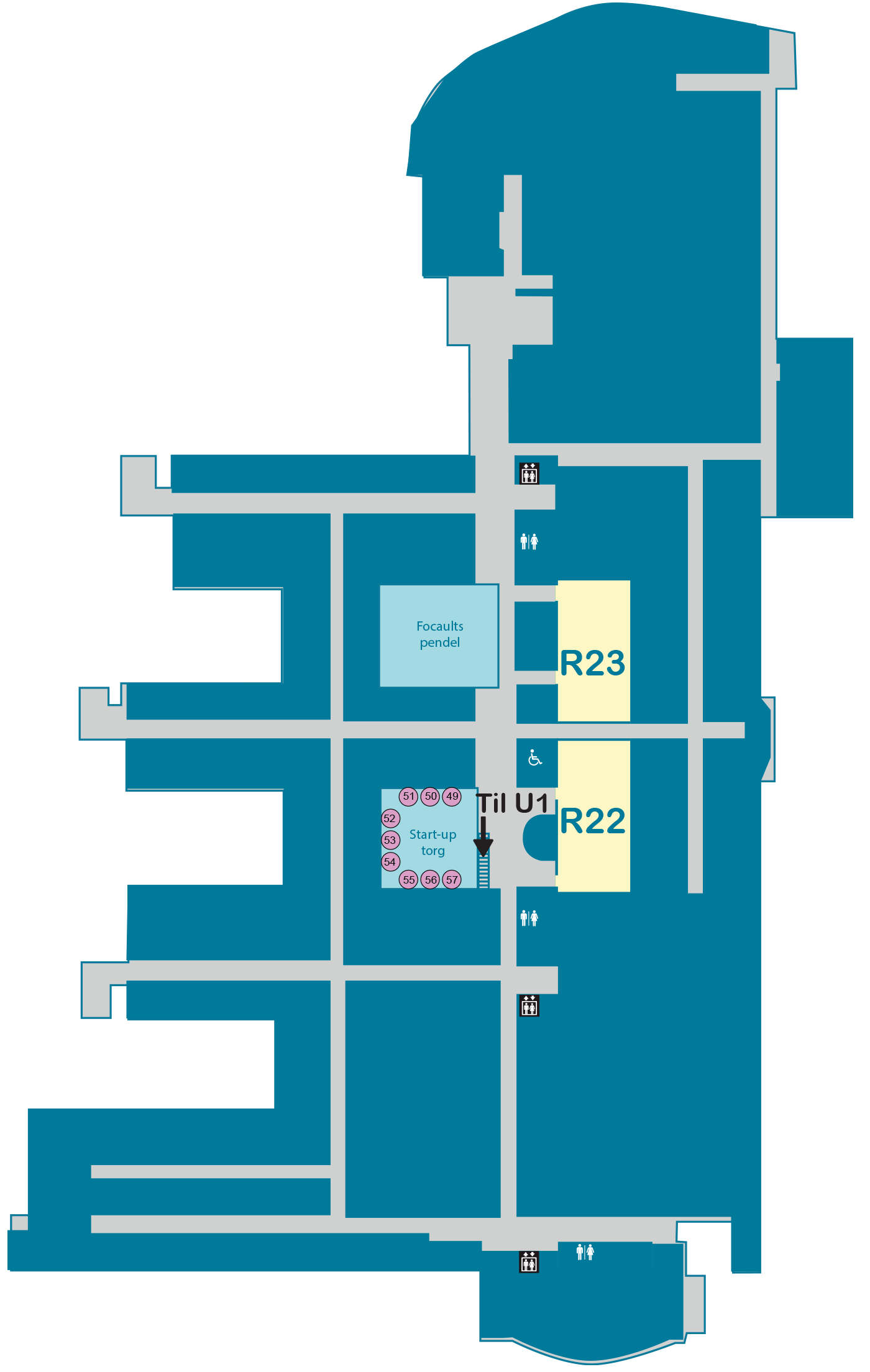 Romplan Realfagbygget etasje U2